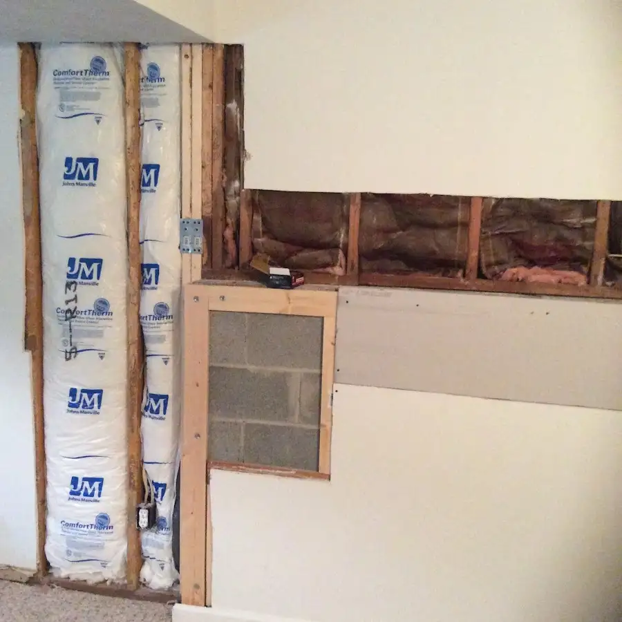 Wall insulation replacement during Basement Flood Cleanup in Hendersonville
